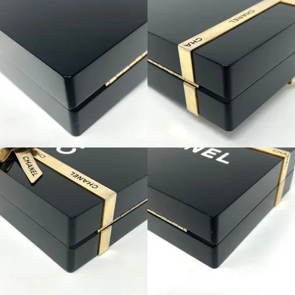 Chanel 2017 Black Plexiglass Gold Hardware Gift Box Minaudiere Clutch - Picture 6 of 12